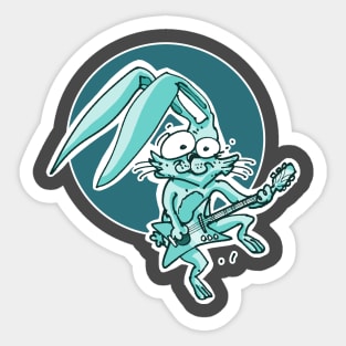 sweet bunny playing the guitar funny cartoon Sticker